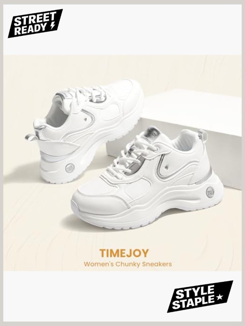 Chunky Platform Sneakers Non-Slip Lace-Up Cushion Walking Casual Work - Picture 6 of 7